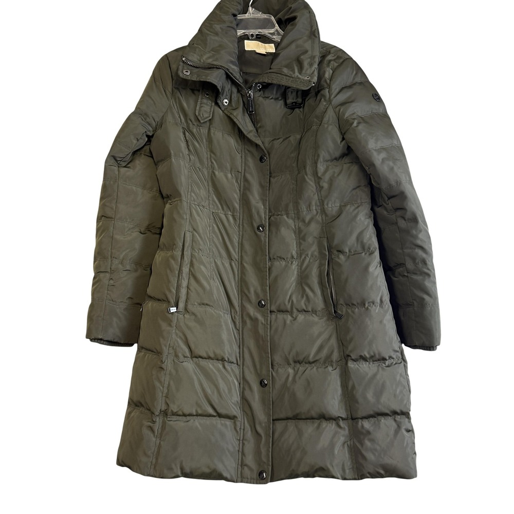 Michael‎ Michael Kors Coat Womens Medium Green Down Puffer Quilted Zip Long